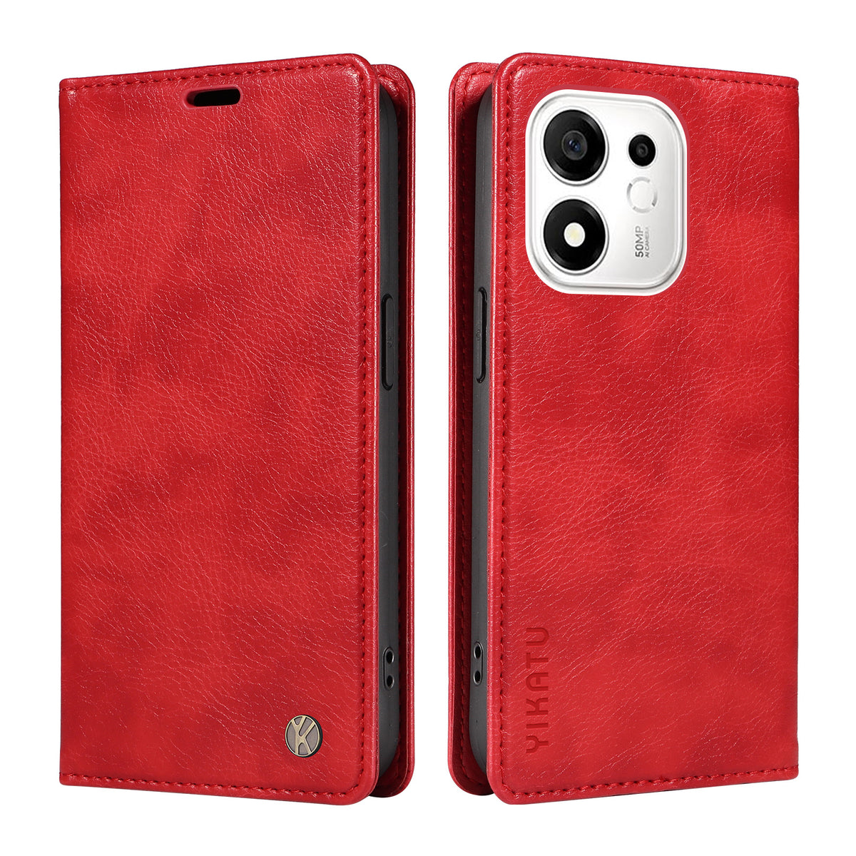 YIKATU for Honor 600 Smart 5G / Honor X7e Plus 5G Wallet Case  YK-006 Magnetic Closure Leather Phone Cover Litchi Texture
