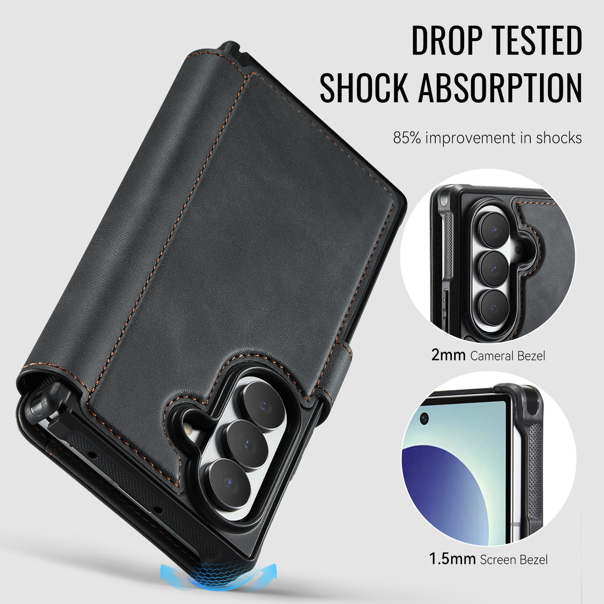 AUTSPACE for Samsung Galaxy Z Fold8 Ultra A15 Case RFID Blocking Wallet Leather Magnetic Phone Cover