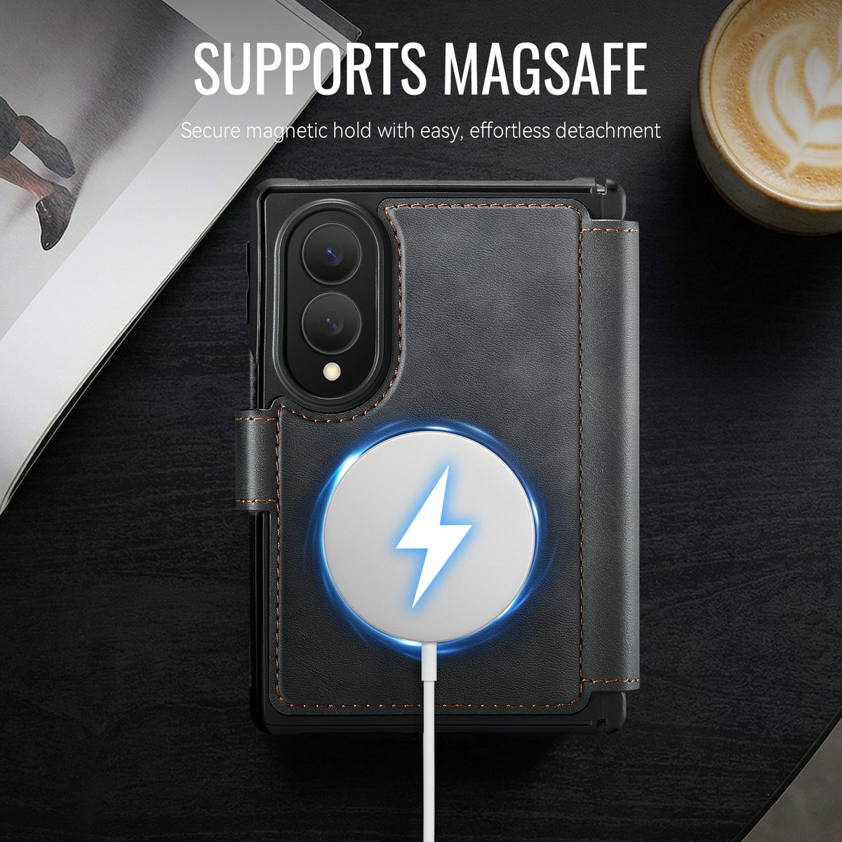AUTSPACE for Samsung Galaxy Z Fold8 A15 Case RFID Blocking Wallet Leather Magnetic Phone Cover