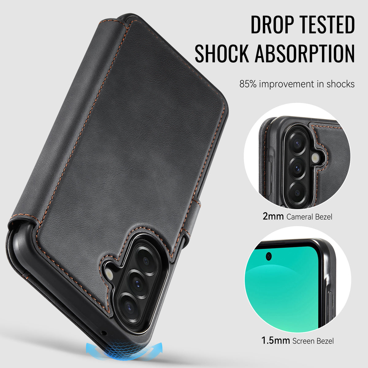AUTSPACE for Samsung Galaxy A27 5G A15 Case RFID Blocking Wallet Leather Magnetic Phone Cover