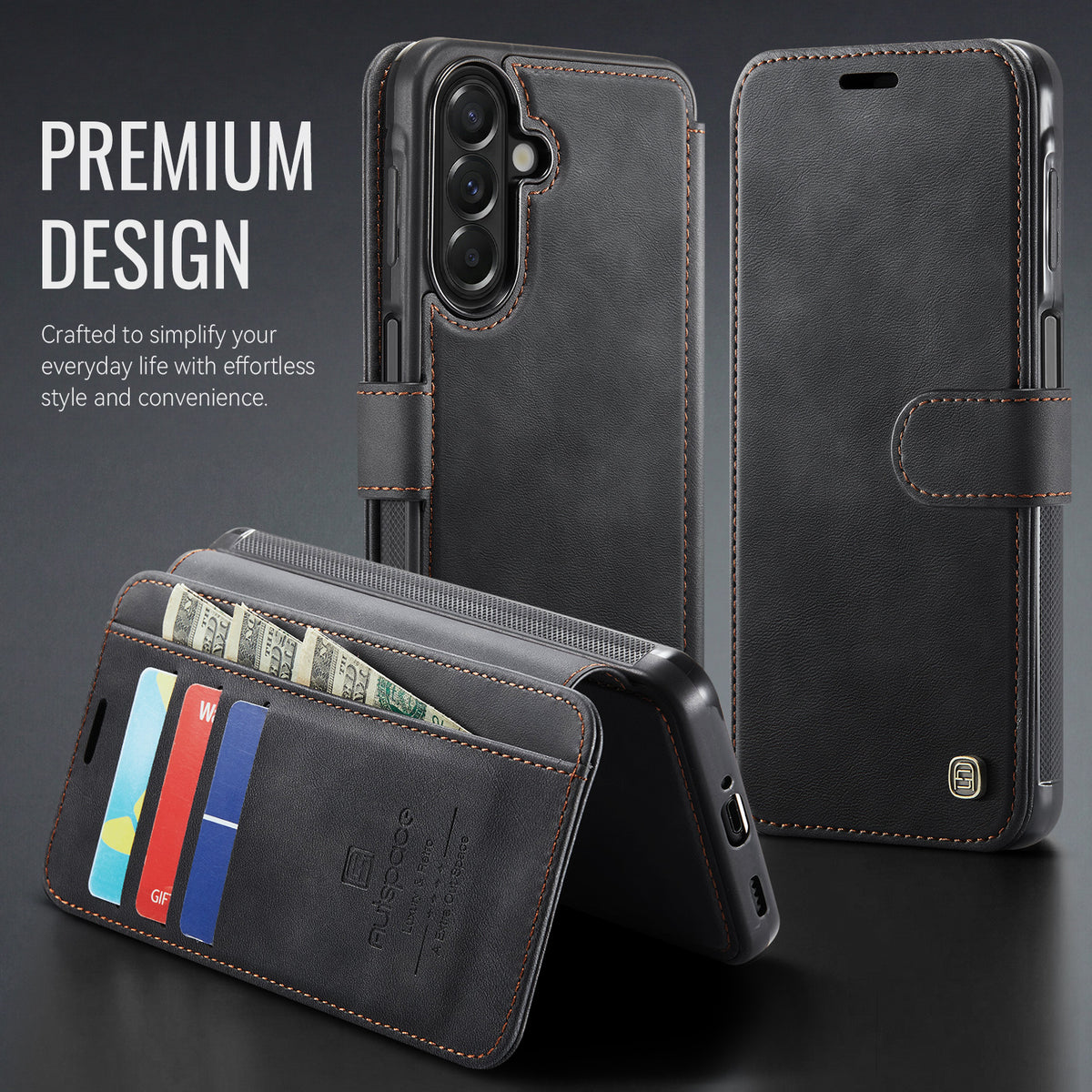 AUTSPACE for Samsung Galaxy A27 5G A15 Case RFID Blocking Wallet Leather Magnetic Phone Cover