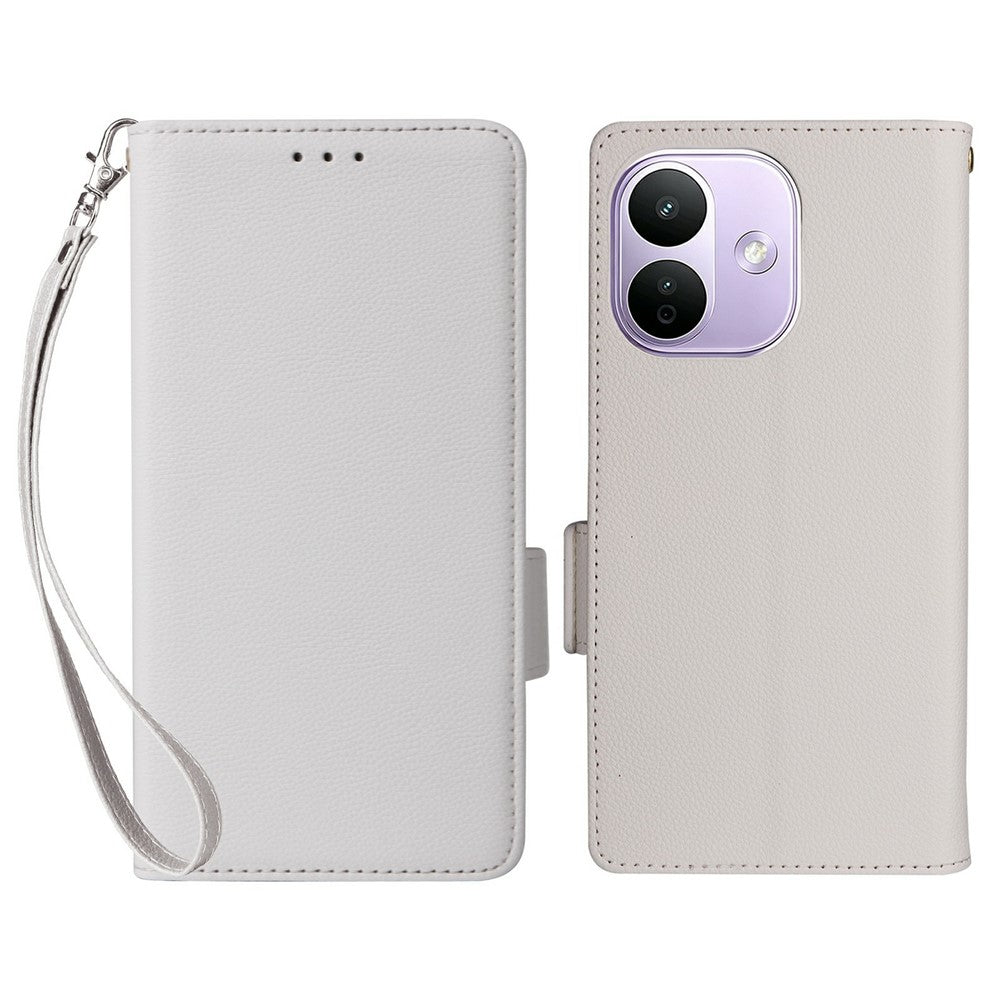 For Xiaomi Redmi Note 17 Pro 5G Case Litchi Texture Wallet Leather Phone Cover with Wrist Strap