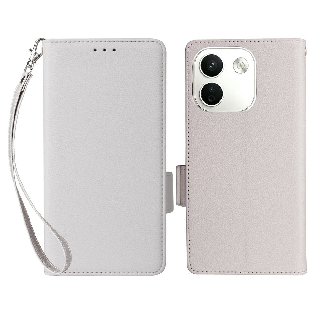 For Xiaomi Redmi Note 17 Pro Max 5G  /  Redmi Note 17 Pro+ 5G Case Litchi Texture Wallet Leather Phone Cover with Wrist Strap