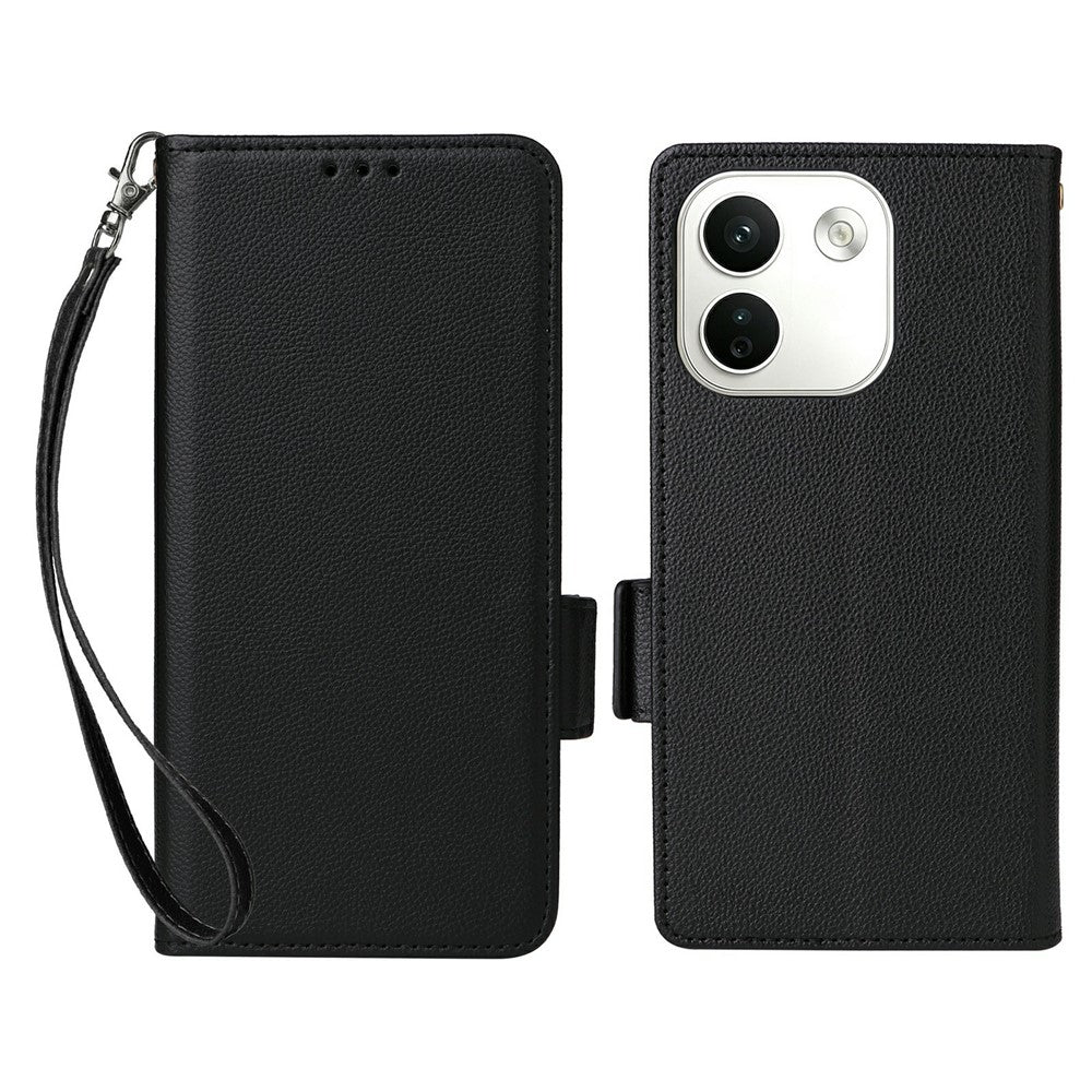 For Xiaomi Redmi Note 17 Pro Max 5G  /  Redmi Note 17 Pro+ 5G Case Litchi Texture Wallet Leather Phone Cover with Wrist Strap