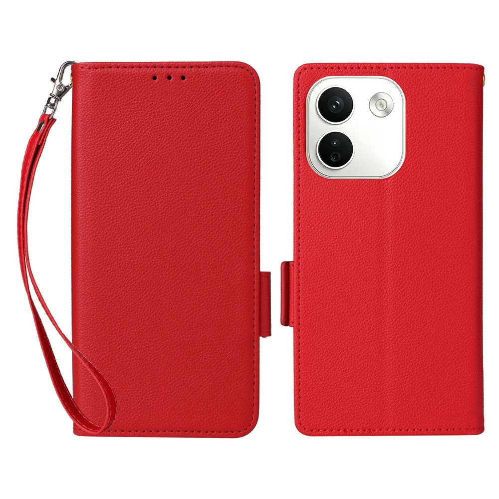 For Xiaomi Redmi Note 17 Pro Max 5G  /  Redmi Note 17 Pro+ 5G Case Litchi Texture Wallet Leather Phone Cover with Wrist Strap