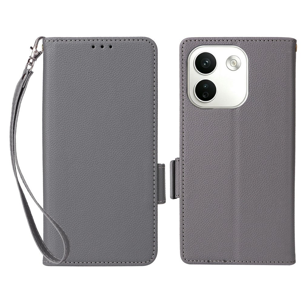 For Xiaomi Redmi Note 17 Pro Max 5G  /  Redmi Note 17 Pro+ 5G Case Litchi Texture Wallet Leather Phone Cover with Wrist Strap