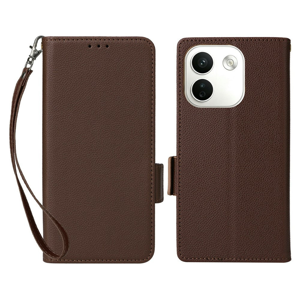For Xiaomi Redmi Note 17 Pro Max 5G  /  Redmi Note 17 Pro+ 5G Case Litchi Texture Wallet Leather Phone Cover with Wrist Strap