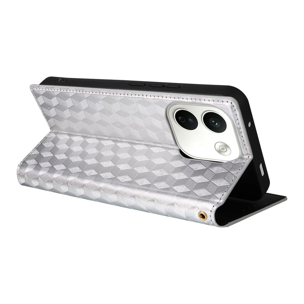 For Xiaomi Redmi Note 17 Pro Max 5G  /  Redmi Note 17 Pro+ 5G Case Wallet Rhombus Imprinted PU Leather Phone Cover