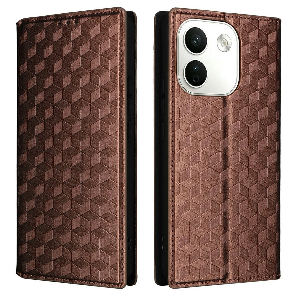 For Xiaomi Redmi Note 17 Pro Max 5G  /  Redmi Note 17 Pro+ 5G Case Wallet Rhombus Imprinted PU Leather Phone Cover