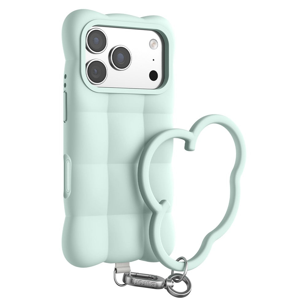 Til iPhone 18 Pro Max / 17 Pro Max Cover Vatteret Gitter Flydende Silikone + PC Stødsikkert Telefoncover med Håndrem