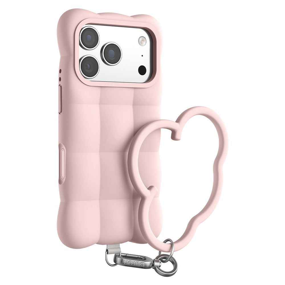 Til iPhone 18 Pro Max / 17 Pro Max Cover Vatteret Gitter Flydende Silikone + PC Stødsikkert Telefoncover med Håndrem