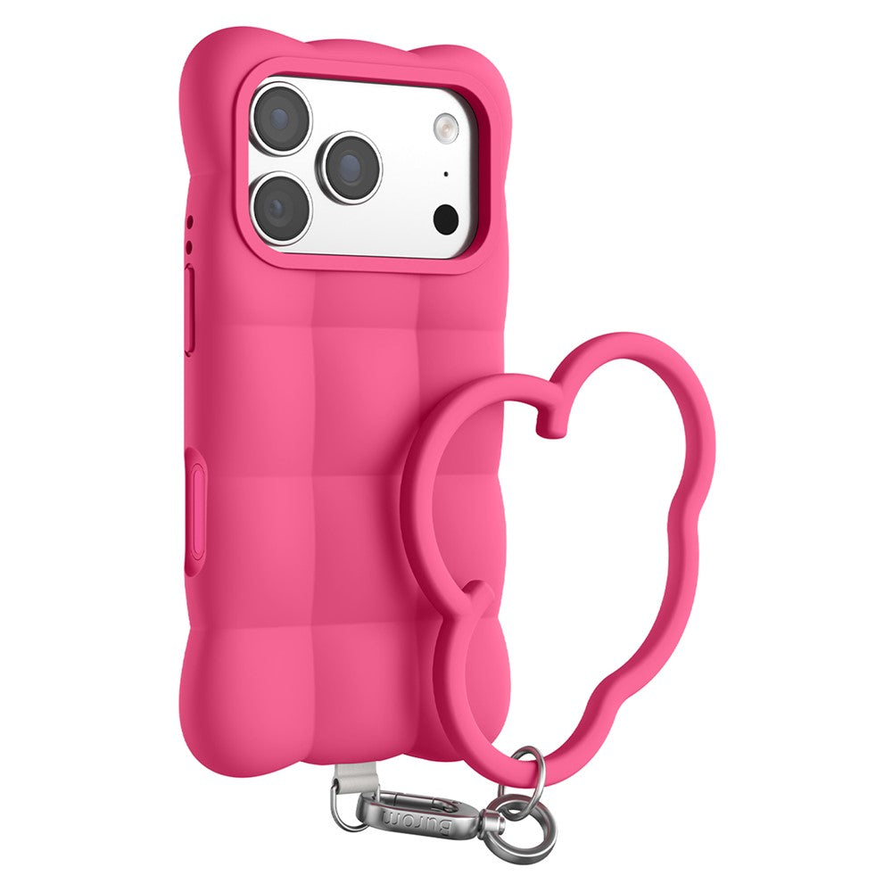 Til iPhone 18 Pro Max / 17 Pro Max Cover Vatteret Gitter Flydende Silikone + PC Stødsikkert Telefoncover med Håndrem