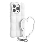 Til iPhone 16 Pro Max cover Quilted Grid flydende silikone + PC stødsikkert telefoncover med håndledsrem
