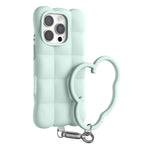 Til iPhone 16 Pro Max cover Quilted Grid flydende silikone + PC stødsikkert telefoncover med håndledsrem