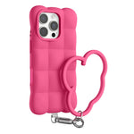 Til iPhone 16 Pro Max cover Quilted Grid flydende silikone + PC stødsikkert telefoncover med håndledsrem