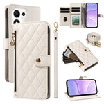 Til Honor 600 Smart 5G / Honor X7e Plus 5G Pung Etui med Remme, Rhombus Læder Stand Telefoncover