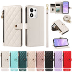 Til Honor 600 Smart 5G / Honor X7e Plus 5G Pung Etui med Remme, Rhombus Læder Stand Telefoncover