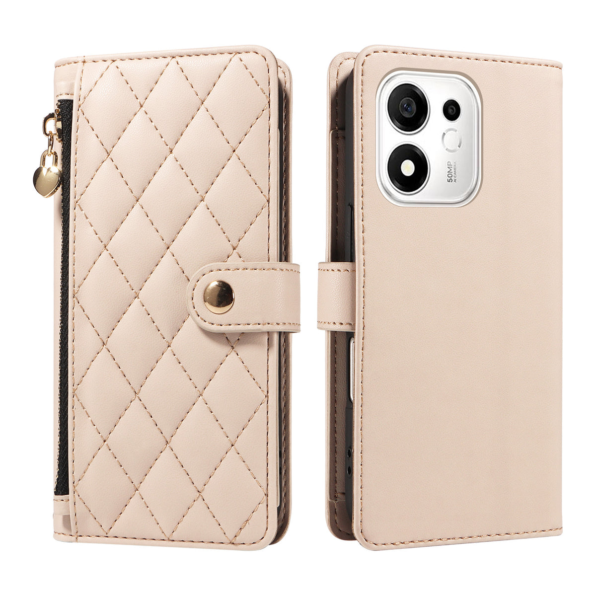 Til Honor 600 Smart 5G / Honor X7e Plus 5G Pung Etui med Remme, Rhombus Læder Stand Telefoncover