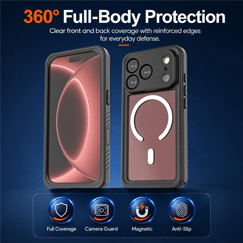 REDPEPPER FM Series For iPhone 18 Pro IPX8 Waterproof Case PC TPU PET Clear Magnetic Phone Cover