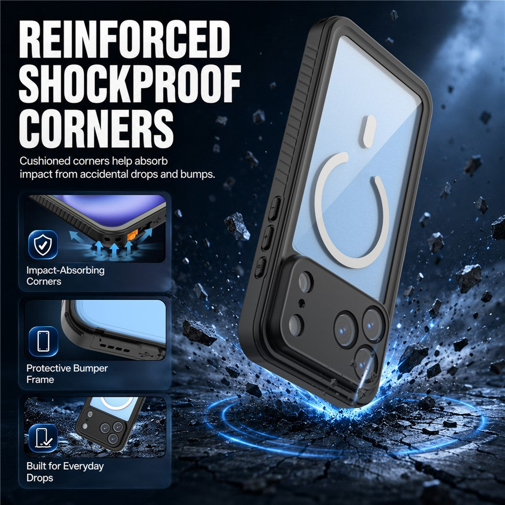 REDPEPPER FM Series For iPhone 18 Pro Max IPX8 Waterproof Case PC TPU PET Clear Magnetic Phone Cover