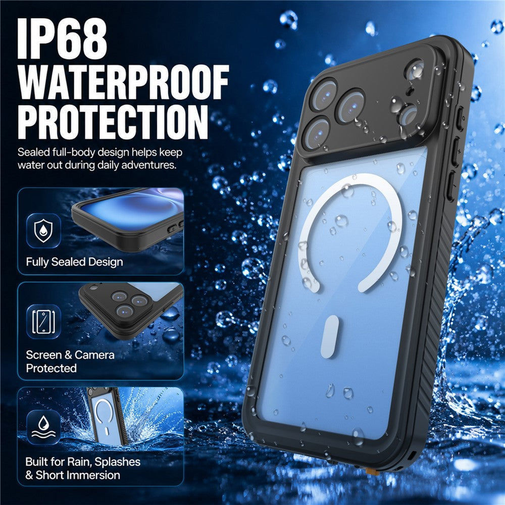 REDPEPPER FM Series For iPhone 18 Pro Max IPX8 Waterproof Case PC TPU PET Clear Magnetic Phone Cover