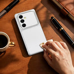 For Samsung Galaxy A25 5G (Global) (161mm) Phone Case Lambskin Texture PC TPU PU Leather Shockproof Protective Cover