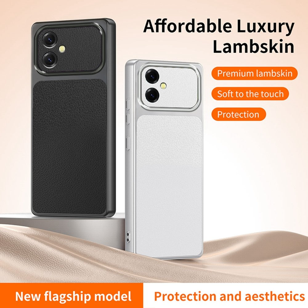 For Samsung Galaxy A05 4G Phone Case Lambskin Texture PC TPU PU Leather Shockproof Protective Cover