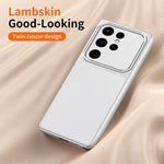 For Samsung Galaxy S24 Ultra Phone Case Lambskin Texture PC TPU PU Leather Shockproof Protective Cover