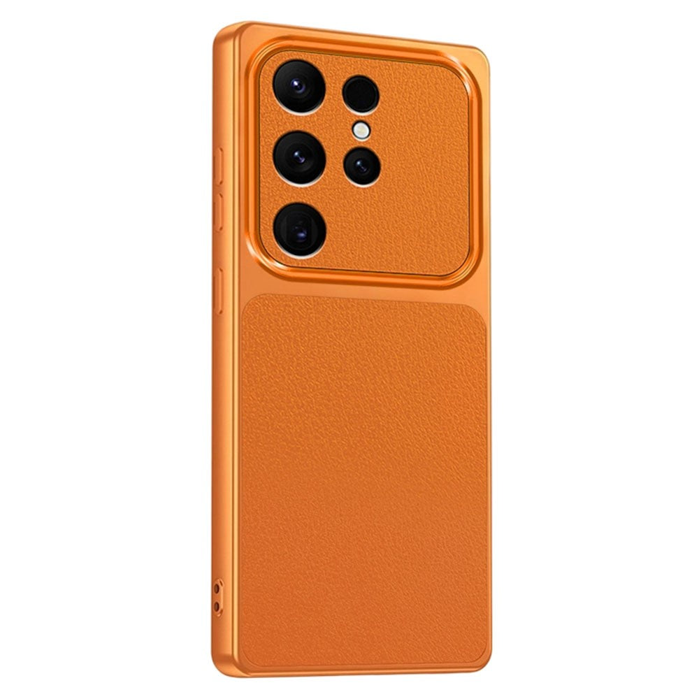 For Samsung Galaxy S24 Ultra Phone Case Lambskin Texture PC TPU PU Leather Shockproof Protective Cover