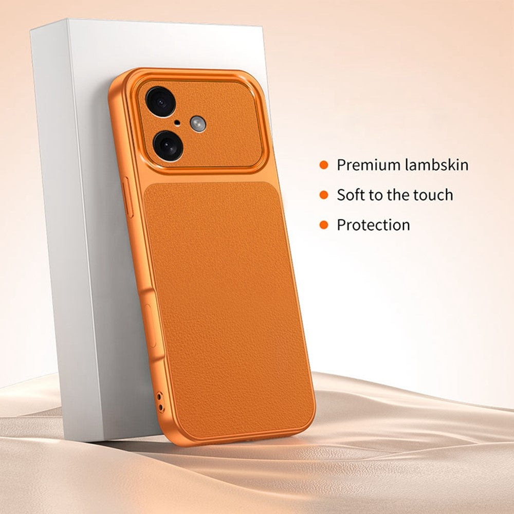 For iPhone 16 Phone Case Lambskin Texture PC TPU PU Leather Shockproof Protective Cover