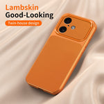 For iPhone 16 Phone Case Lambskin Texture PC TPU PU Leather Shockproof Protective Cover