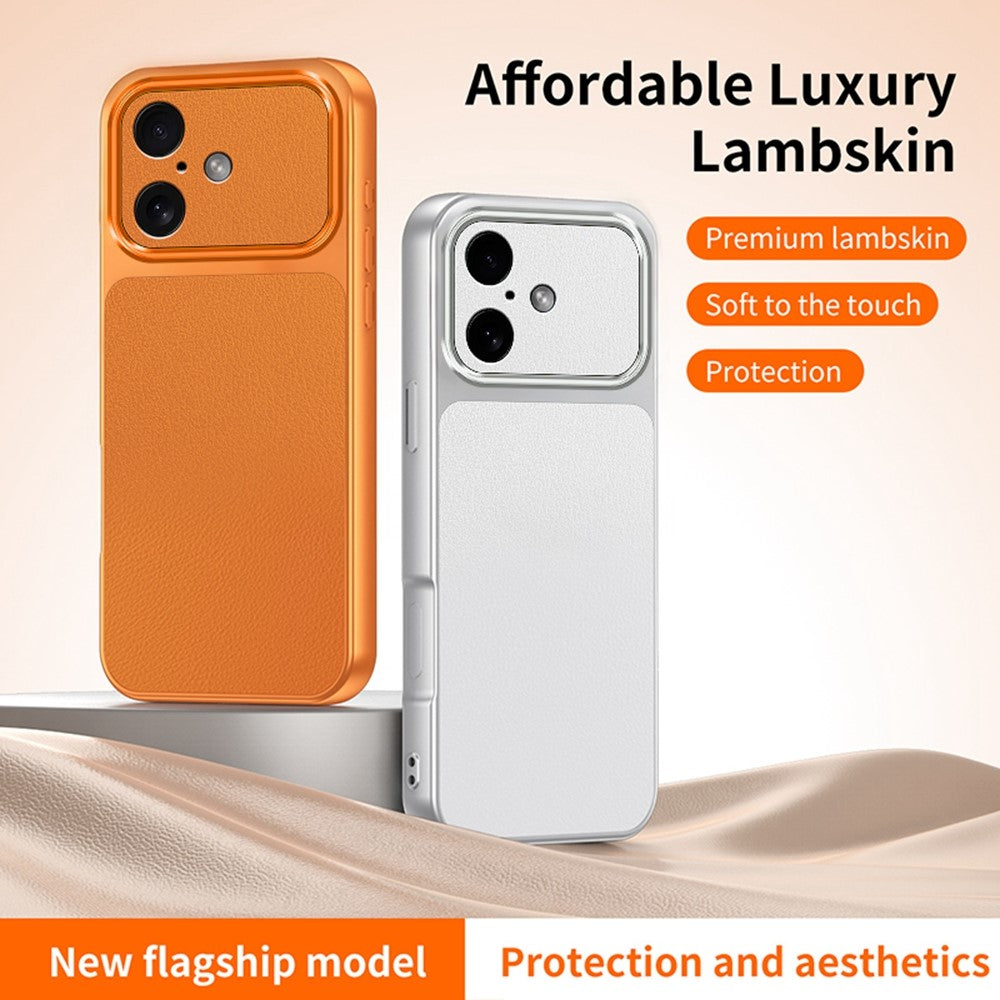 For iPhone 16 Phone Case Lambskin Texture PC TPU PU Leather Shockproof Protective Cover