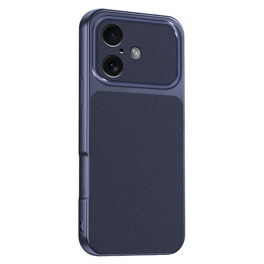 For iPhone 16 Phone Case Lambskin Texture PC TPU PU Leather Shockproof Protective Cover