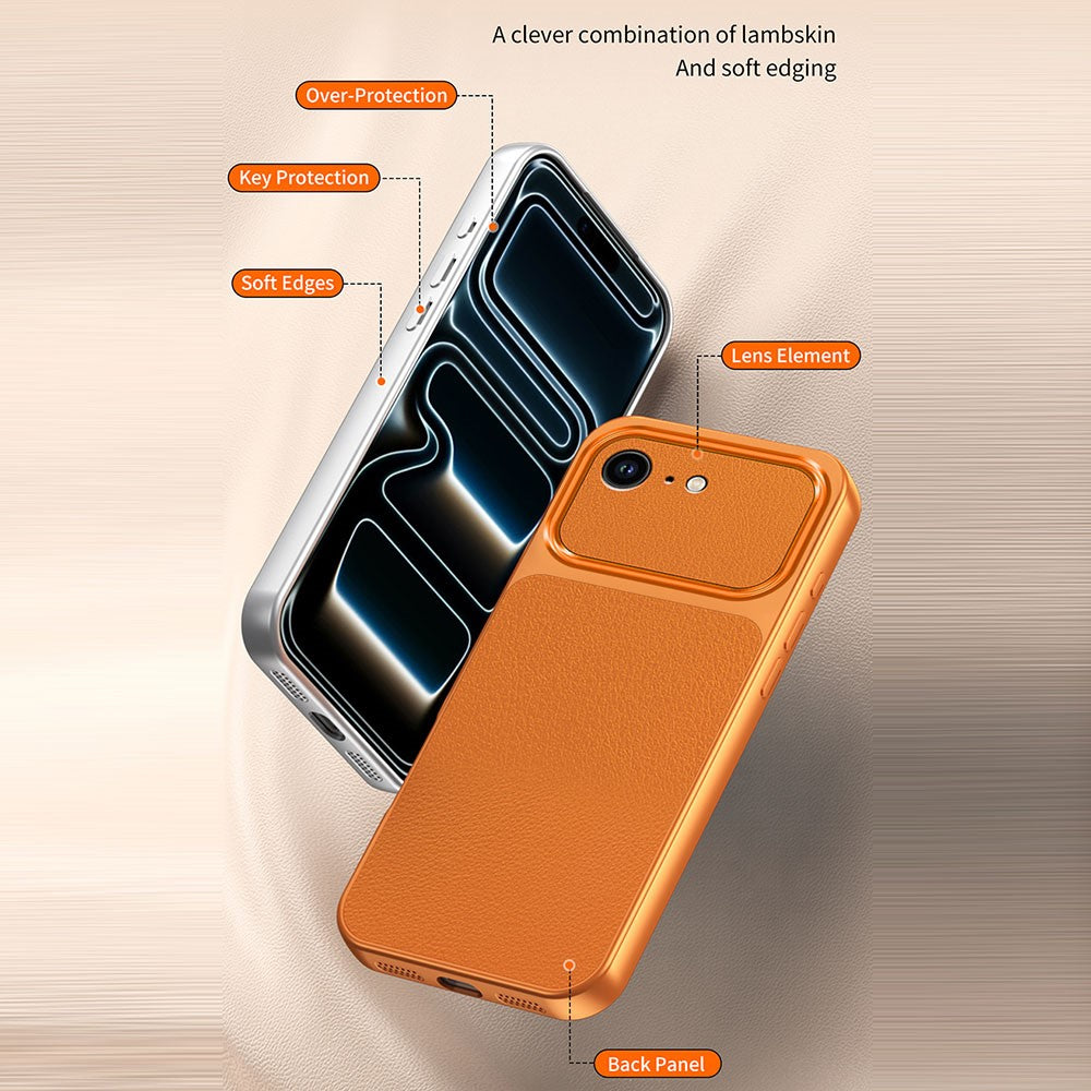 Til iPhone 17e / 16e Telefoncover Lammeskindsstruktur PC TPU PU Læder Stødsikkert Beskyttende Cover