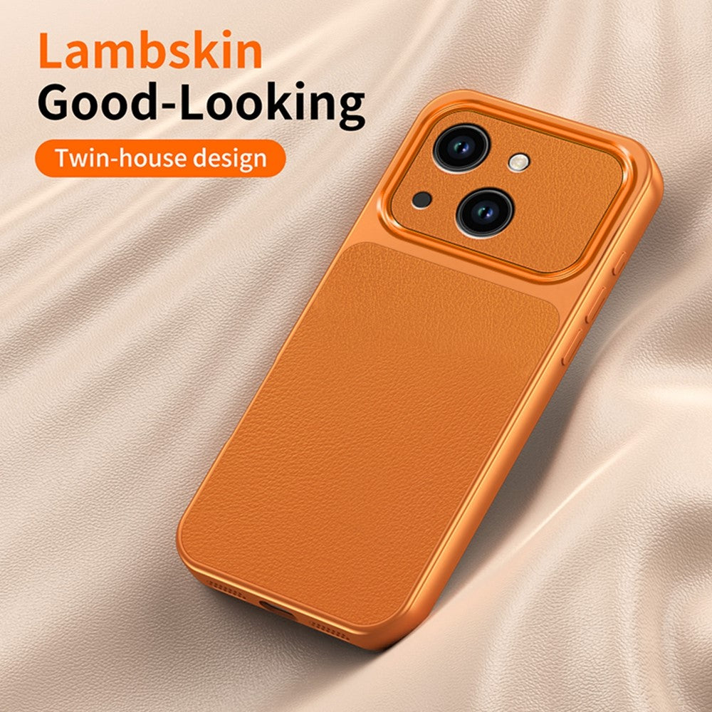 Til iPhone 14 Telefoncover Lammeskindsstruktur PC TPU PU Læder Stødsikkert Beskyttelsescover
