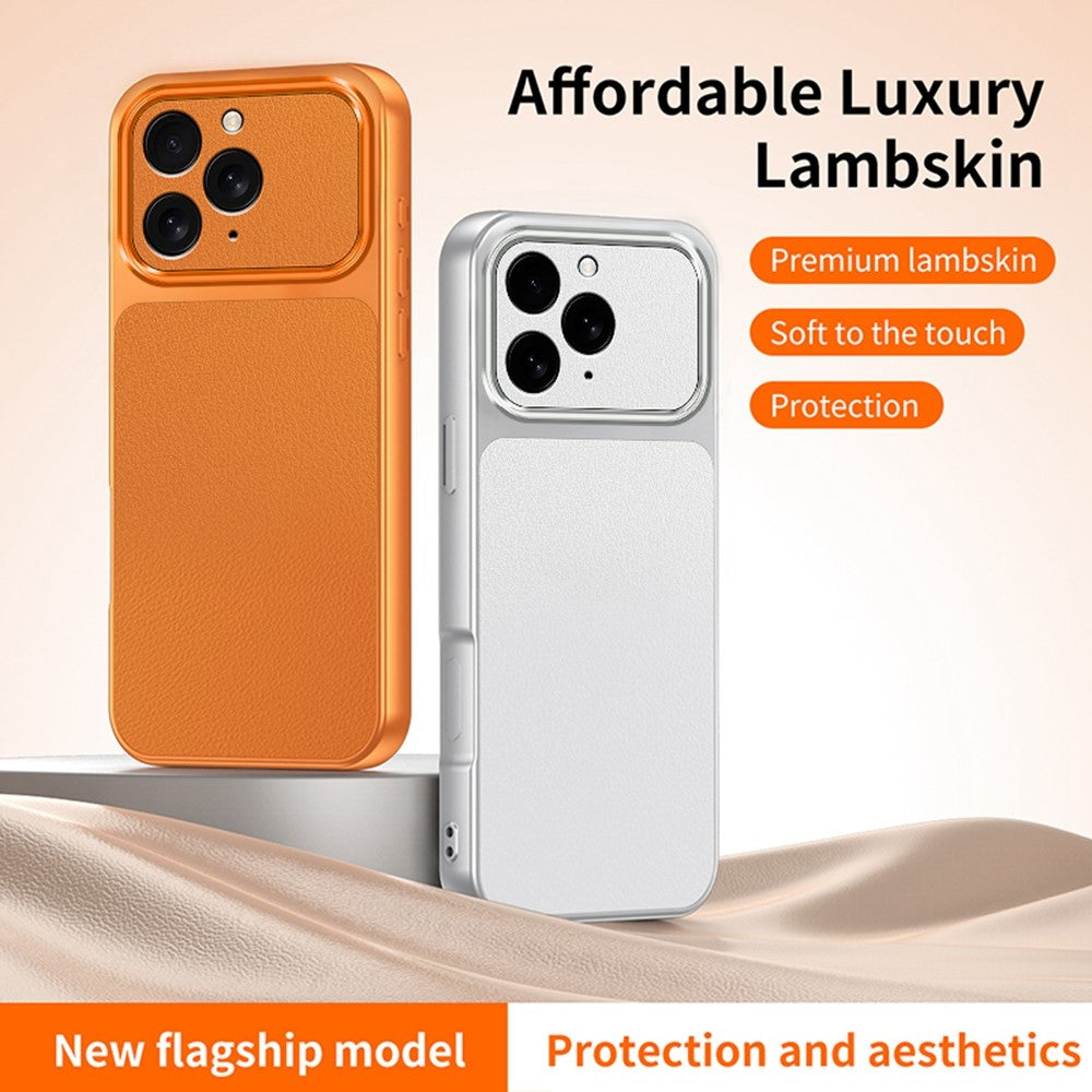 For iPhone 14 Pro Phone Case Lambskin Texture PC TPU PU Leather Shockproof Protective Cover