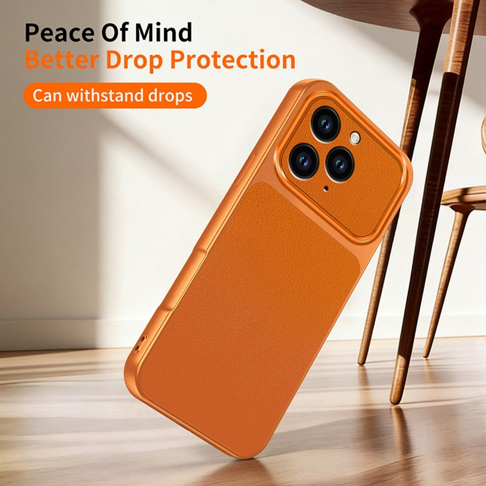 For iPhone 13 Pro Max Phone Case Lambskin Texture PC TPU PU Leather Shockproof Protective Cover