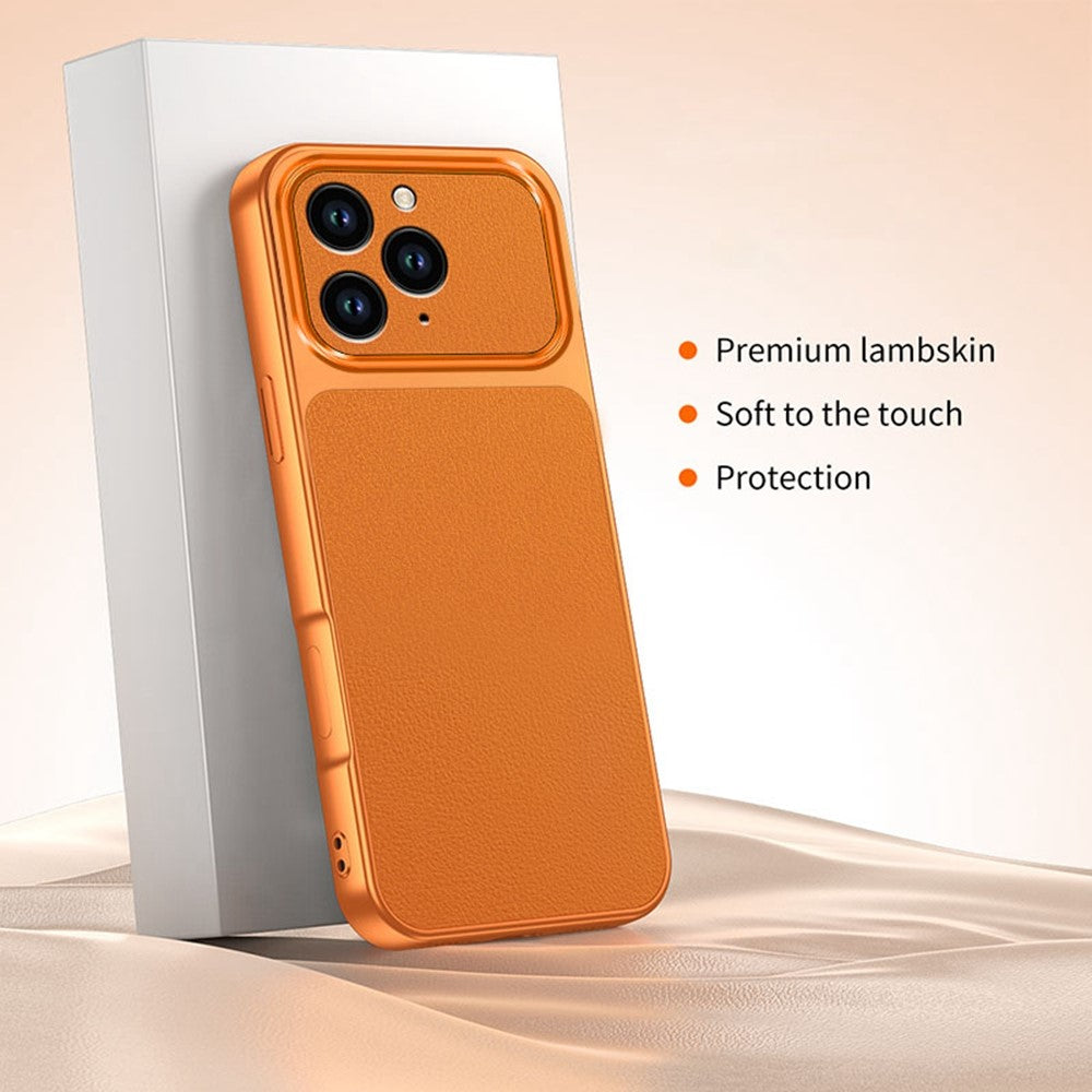 For iPhone 13 Pro Phone Case Lambskin Texture PC TPU PU Leather Shockproof Protective Cover