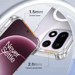 Clear Magnetic Case for OnePlus 15 5G Airbag Shockproof 2.0mm TPU + PC Phone Cover