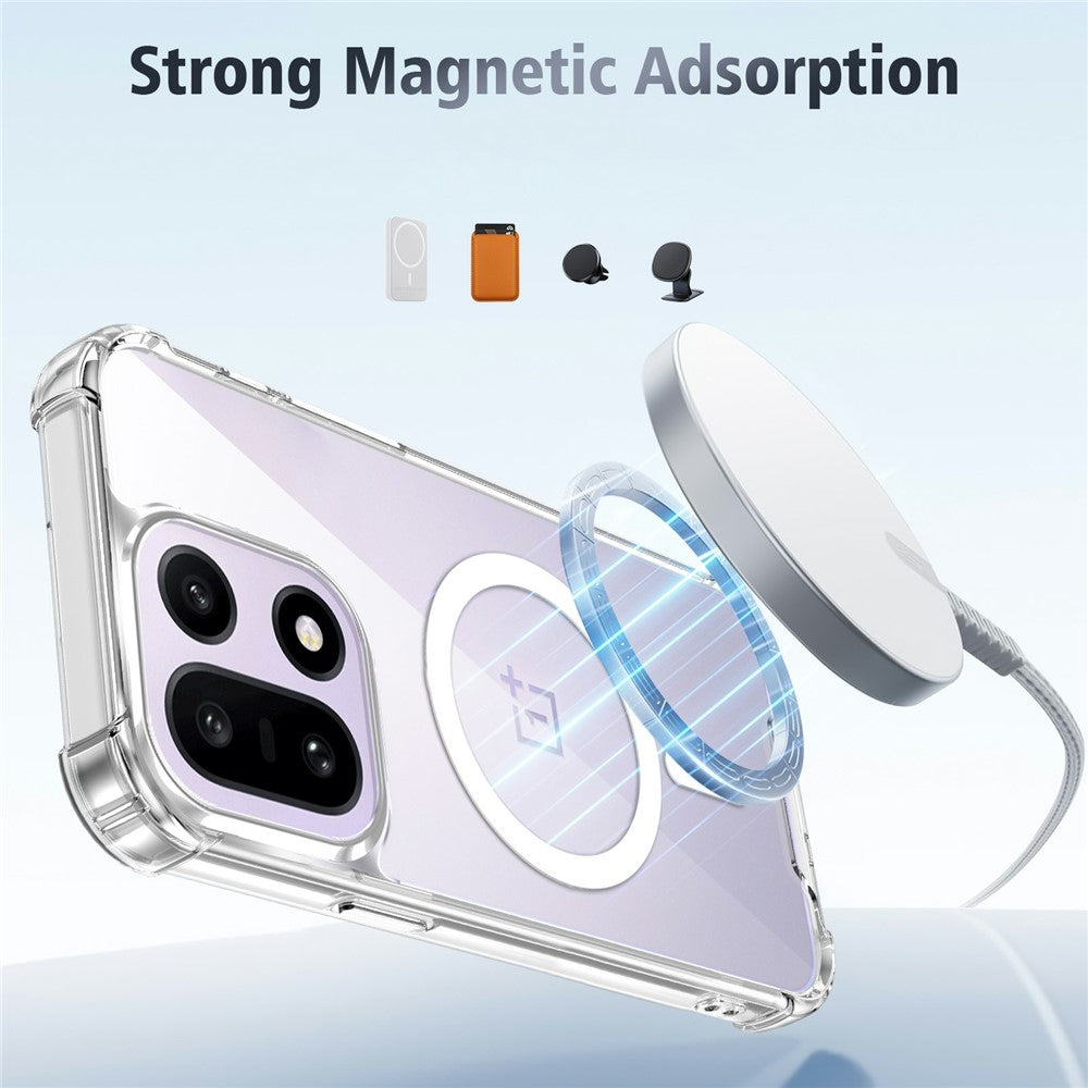 Clear Magnetic Case for OnePlus 15 5G Airbag Shockproof 2.0mm TPU + PC Phone Cover