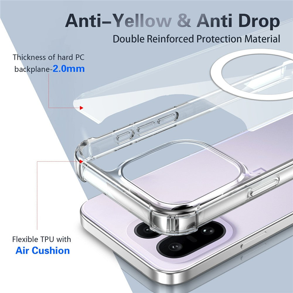 Clear Magnetic Case for OnePlus 15 5G Airbag Shockproof 2.0mm TPU + PC Phone Cover