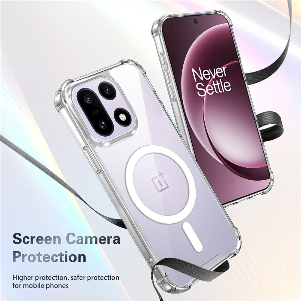 Clear Magnetic Case for OnePlus 15 5G Airbag Shockproof 2.0mm TPU + PC Phone Cover