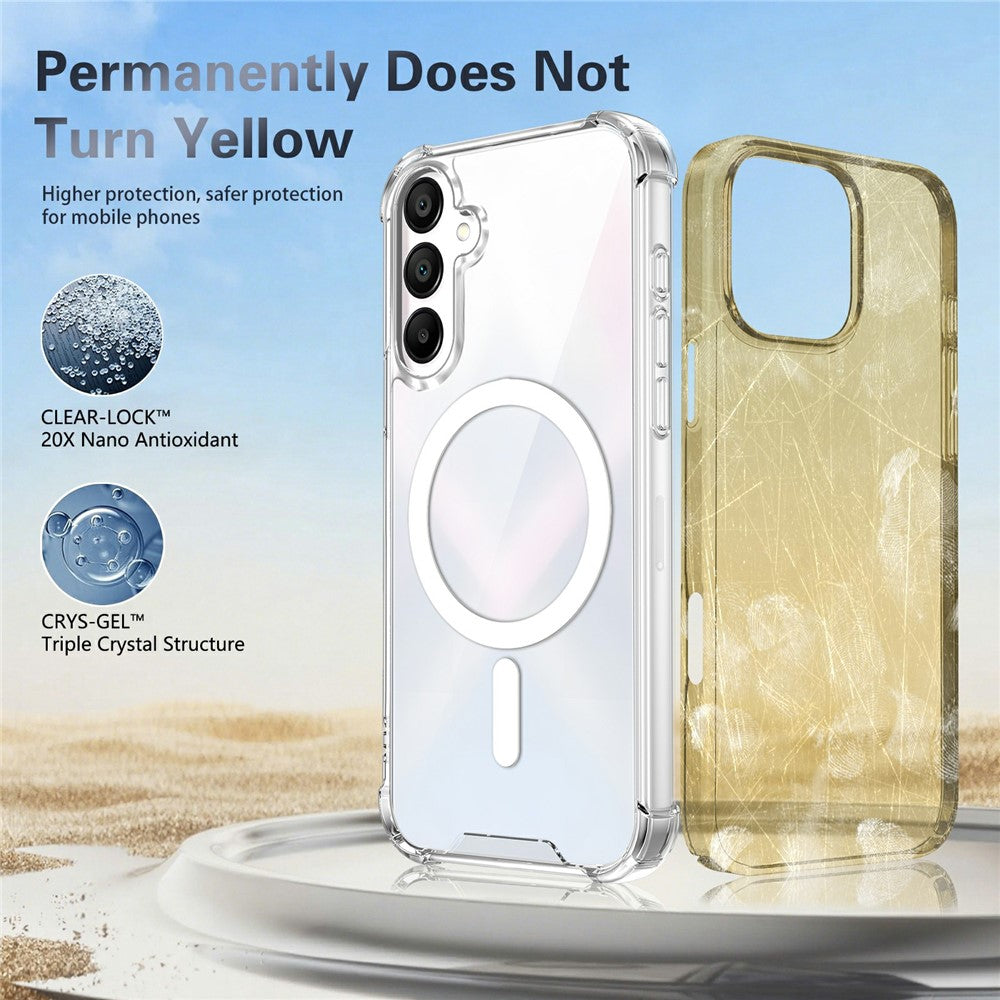Gennemsigtigt magnetisk cover til Samsung Galaxy A16 5G / A16 4G Stødsikkert cover med airbag 2,0 mm TPU + PC