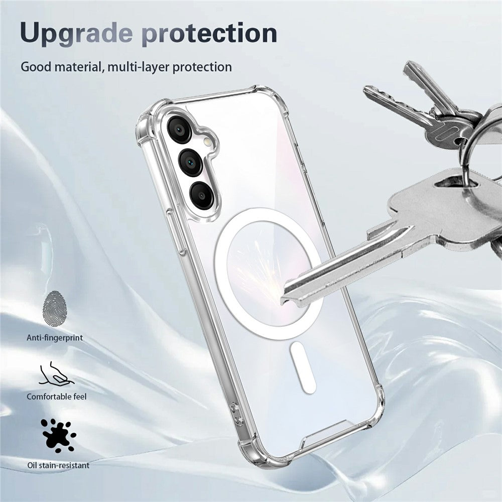 Gennemsigtigt magnetisk cover til Samsung Galaxy A16 5G / A16 4G Stødsikkert cover med airbag 2,0 mm TPU + PC