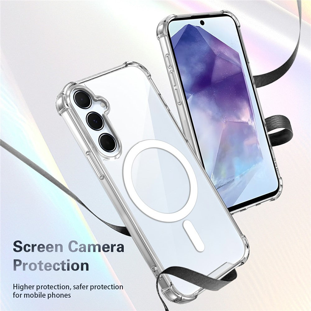 Clear Magnetic Case for Samsung Galaxy A55 5G Airbag Shockproof 2.0mm TPU + PC Phone Cover