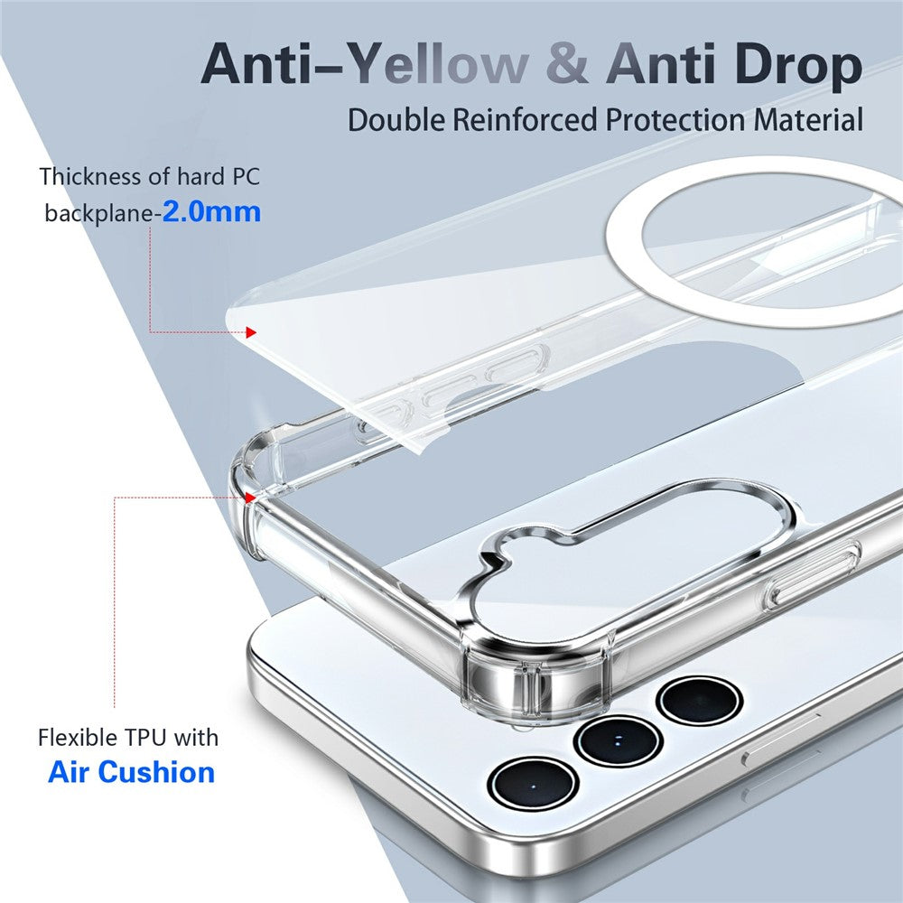 Clear Magnetic Case for Samsung Galaxy A35 5G Airbag Shockproof 2.0mm TPU + PC Phone Cover