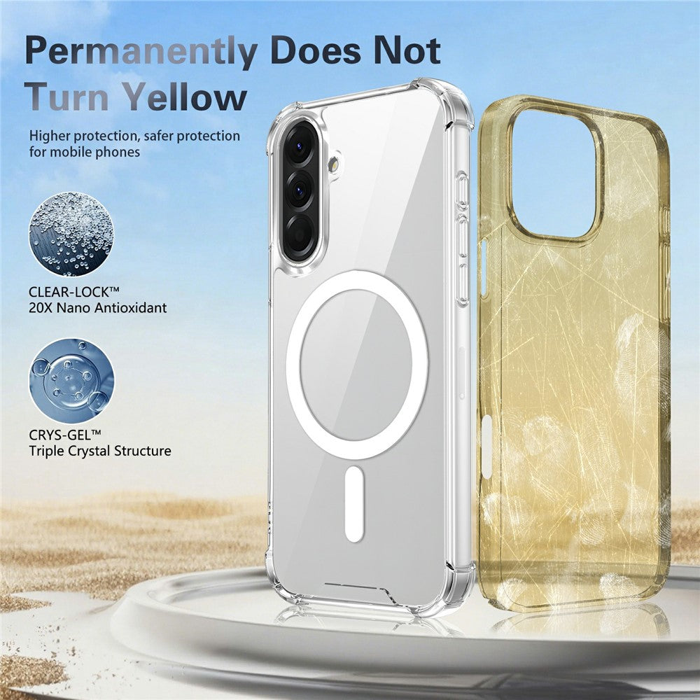 Clear Magnetic Case for Samsung Galaxy S26+ Airbag Shockproof 2.0mm TPU + PC Phone Cover