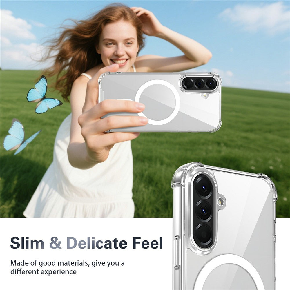 Clear Magnetic Case for Samsung Galaxy S26+ Airbag Shockproof 2.0mm TPU + PC Phone Cover