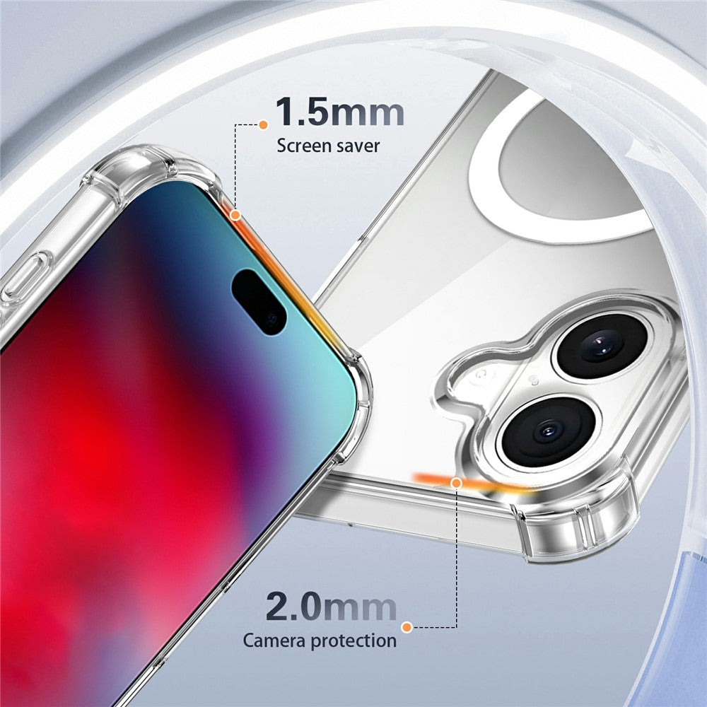 Clear Magnetic Case for iPhone 17 Airbag Shockproof 2.0mm TPU + PC Phone Cover