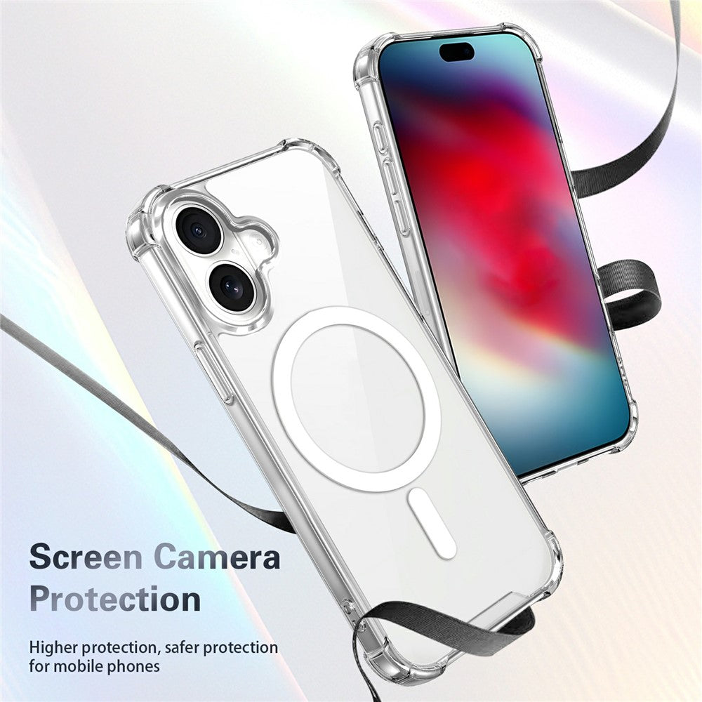 Clear Magnetic Case for iPhone 17 Airbag Shockproof 2.0mm TPU + PC Phone Cover